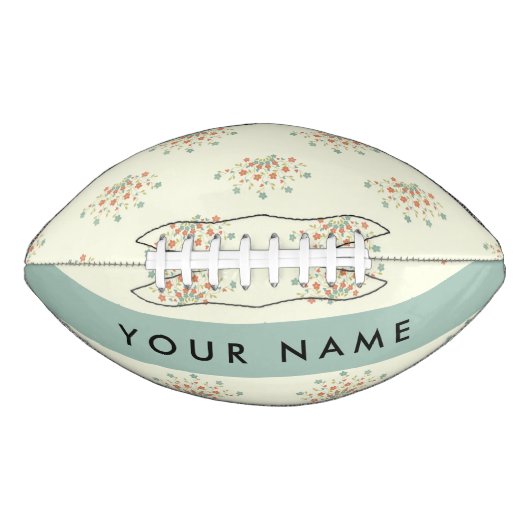 Ballon De Foot Fleurs bleues et rouges, Bleues, Votre nom (Devant)