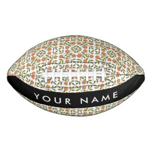Ballon De Foot Fleurs oranges, motif floral, Boho, votre nom