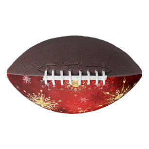 Ballon De Foot Flocons de neige dorés de Noël sur fond rouge