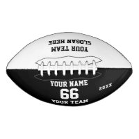 Football noir personnalisé avec nom, nombre, équip