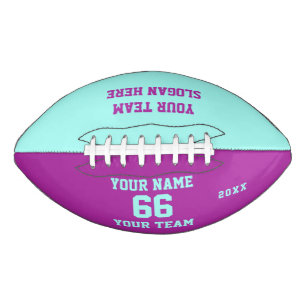 Ballon De Foot Football Turquoise violet avec nom, numéro, équipe