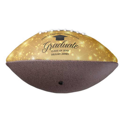 Ballon De Foot Gold Sparkle Graduation Chic Custom Graduate Photo (Tourné à 270°)
