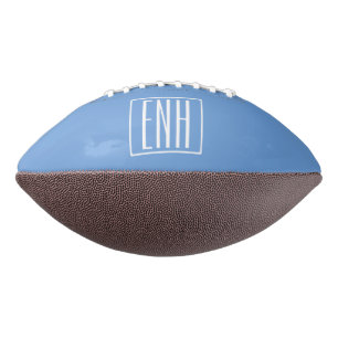 Ballon De Foot Gras moderne 3 initiales Monogramme   Bleu doux