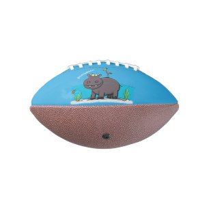 Ballon De Foot Ippopotame drôle mignon avec dessin animé d'oiseau