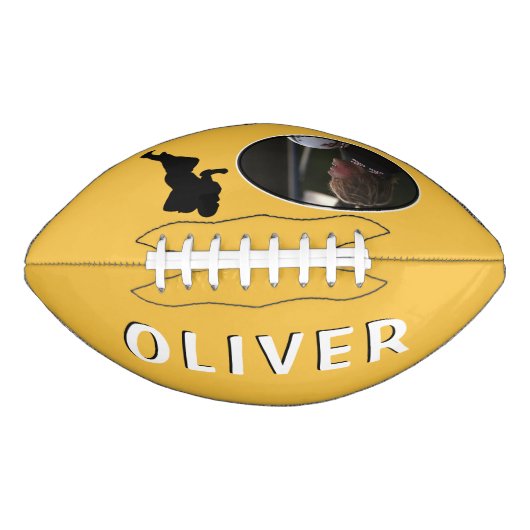 Ballon De Foot Joueur Jaune moderne Silhouette et nom Photo (Devant)