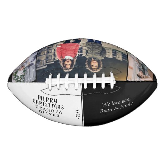 Ballon De Foot Joyeux Noël Grand-père 3 Photo Collage (Devant)
