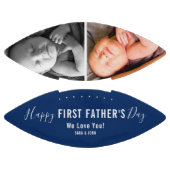 Ballon De Foot Joyeux Premier Père Jour 2 Photos Bleu Nom moderne (Panneaux)