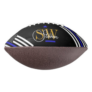 Ballon De Foot Ligne Bleue & Nom Monographique / Signature Modern