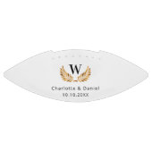 Ballon De Foot Mariage blanc noir or couronne de laurier monogram (Panneau)