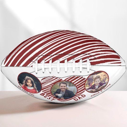 Ballon De Foot Meilleur papa Coeur rouge Père's Day 3 Photo Colla