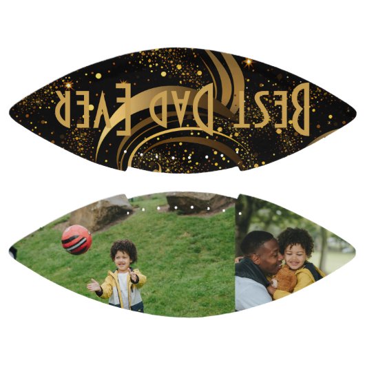 Ballon De Foot Meilleur papa jamais Black Leafy Gold Fils 2 Photo (Panneaux)