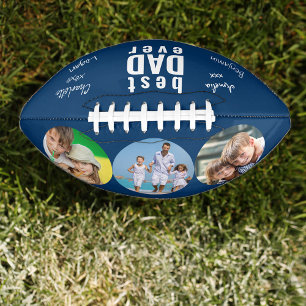 Ballon De Foot Meilleur Papa Jamais Signé Photo Bleu Personnalis