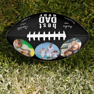 Ballon De Foot Meilleur Papa Jamais Signé Photo Noir Personnalis