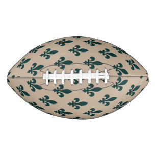 Ballon De Foot Motif Fleur de Lis, Vert Royal Français sur Crème