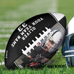 Ballon De Foot Noir Blanc Nom Numéro Équipe Photo Football