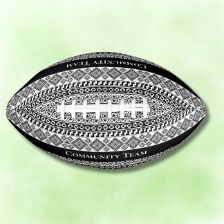 Ballon De Foot Nom d'équipe à motif tribal géométrique noir et bl