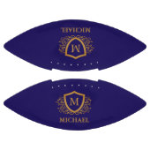 Ballon De Foot Nom du monogramme personnalisé bleu et or de la ma (Panneaux)