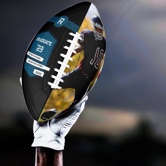 Ballon De Foot Numéro Jersey | Monogramme bleu de graduation