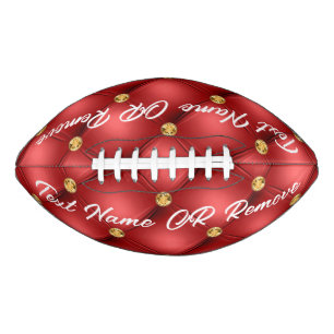 Ballon De Foot Or Rouge Diamant Cuir Tufé Votre Texte Football