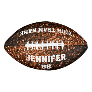 Ballon De Foot Paillettes de bronze foncé scintillent Votre nom É