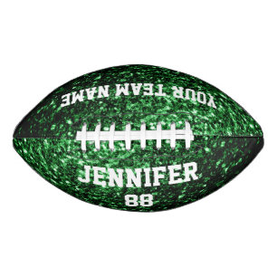 Ballon De Foot Paillettes vert foncé scintillent Votre nom Équipe