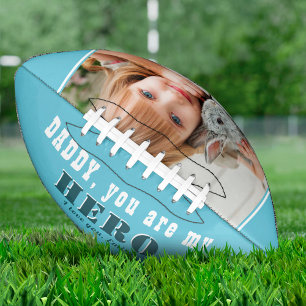 Ballon De Foot Papa, tu es mon Héros Bleu Père`Photo de la Fête