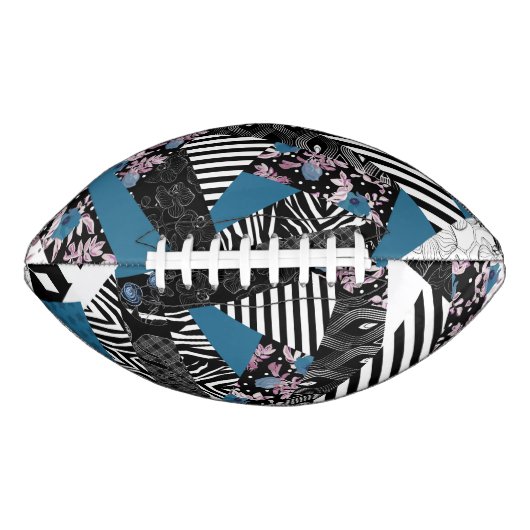 Ballon De Foot patchwork bleu, populaire, patchwork, folle, rusti (Devant)