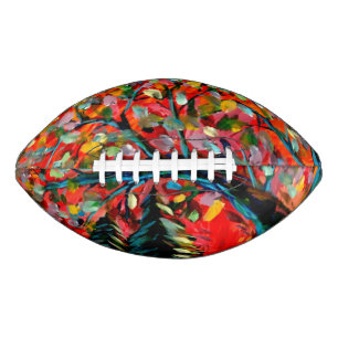 Ballon De Foot Peinture Colorée Sur Arbre Et Rivière
