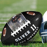 Ballon De Foot Photo Black Happy Birthday Kids<br><div class="desc">Black Happy Birthday Kids Photo Football. Design d'anniversaire amusant avec texte d'anniversaire heureux, nom personnalisé, âge, année et photo. Les balles de football sont de chaque côté de la photo et l'arrière - plan est noir. Customisez l'âge, nommez et ajoutez votre photo préférée. Vous pouvez customiser ou effacer n'importe quel...</div>