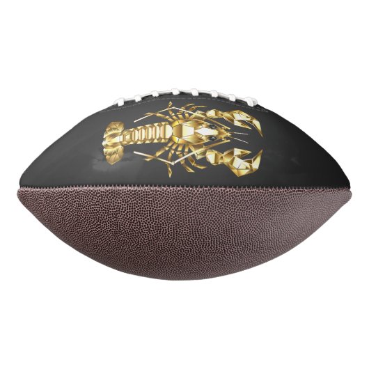 Ballon De Foot Poisson à langouste polygonale dorée sur noir (Tourné à 270°)