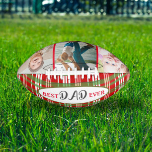 Ballon De Foot Red Green Country Plaid With Best Dad Ever Photos