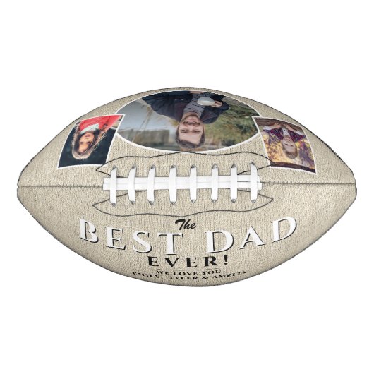 Ballon De Foot Rustic Best Papa Ever Père 3 Photo Collage (Devant)