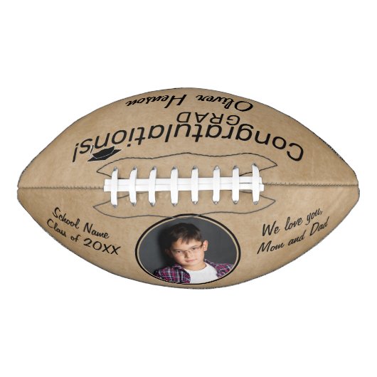 Ballon De Foot Rustic Félicitations Grad Grad Graduation Photo (Devant)
