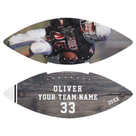 Ballon De Foot Rustic Wood Nom Numéro Équipe Photo Football (Panneaux)