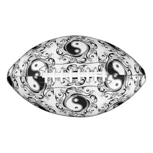 Ballon De Foot Symbole Yin & Yang noir et blanc de style tatouage
