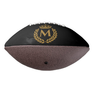 Ballon De Foot Vintage Royal King Golden Crown Nom initial Noir