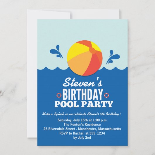 Ballon de plage - invitation de fête (Devant)