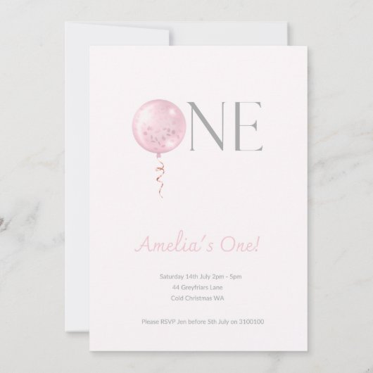 Ballon de premier anniversaire Invitation d'annive (Dos)