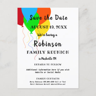Ballon Design Fun Family Reunion Save the Date Briefkaart