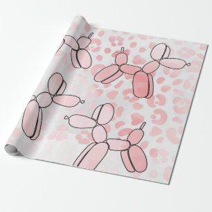 Ballon Dog Leopard Pink Patroon Cadeaupapier