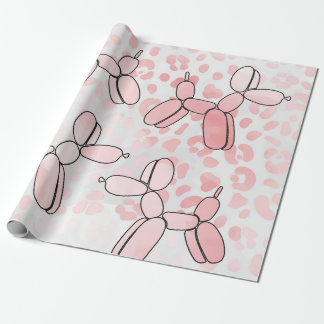 Ballon Dog Leopard Pink Patroon Cadeaupapier