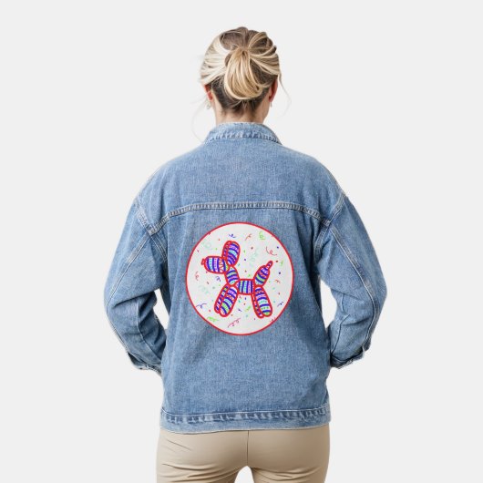 Ballon Dog Party Denim Jacket (Model)