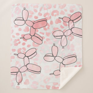 Ballon Dog roze patroon Sherpa Deken