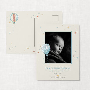 Ballon Droom Nieuwe Baby Aankondiging Ansichtkaart Briefkaart