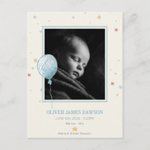 Ballon Droom Nieuwe Baby Aankondiging Ansichtkaart Briefkaart
