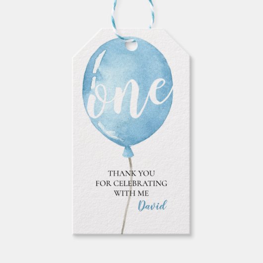 Ballon eerste verjaardagsjongen dank u Label Cadeaulabel (Voorkant)