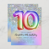 Ballon en papier alu à paillettes arc-en-ciel Budg (Devant / Derrière)