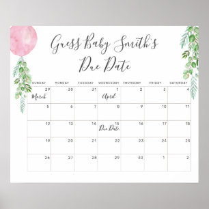 Ballon Eucalyptus Raad Verwachte Datum Baby Kalend Poster