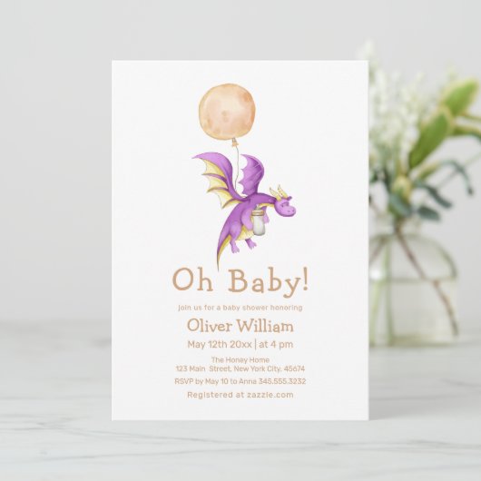 Ballon Fairytale Dragon Bottle Baby shower Kaart (Staand voorkant)