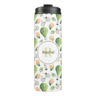 Ballon & Fiets Girlie Patroon Gepersonaliseerd Thermosbeker